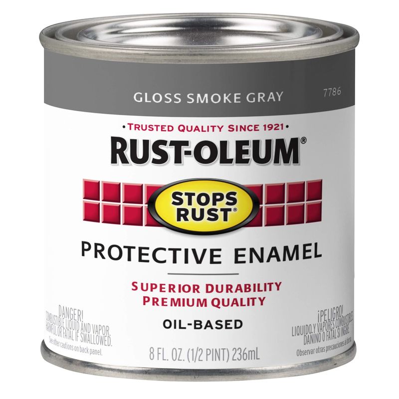 Rust-Oleum 7786730 Stops Rust Brush On Paint, Half Pint, Gloss Smoke ...
