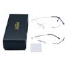 JoXiGo 2Pack Rimless Reading Glasses Super Lightweight Flexible Frame + Glasses Strap,Grey+Silver+3.0