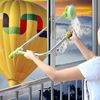 Extendable High-Rise Window Cleaner Telescopic U-Type Window Cleaning Squeegee Washer with Telescoping Pole, Adjustable Various Angles Head, 2 in 1 Sponge Squeegee, Washable Sponge Tool Kit