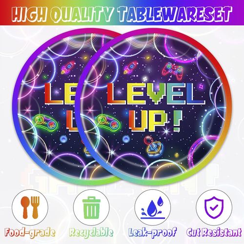 40Packs Video Game birthday Party Supplies include 20 plates, 20 napkins for the Video Game party decoration (Video Game)