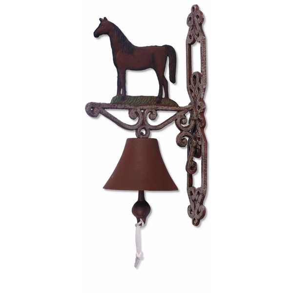 Sunset Vista Designs Painted Cast Iron Bell - Horse 14 x 8,green/beige
