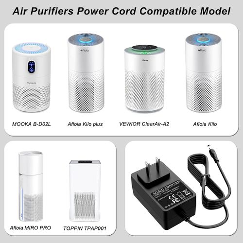 Air Purifiers Power Cord for Afloia,MOOKA,TOPPIN,VEWIOR Power Adapter Replacement for Afloia Kilo/Kilo Plus/MIRO PRO Air Purifiers Charger VHBW