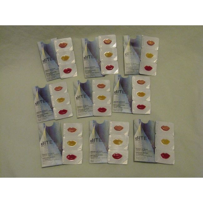 Bite Beauty Agave Lip Mask 9x Trio Sets Sealed Champagne, Natural & Sheer Red