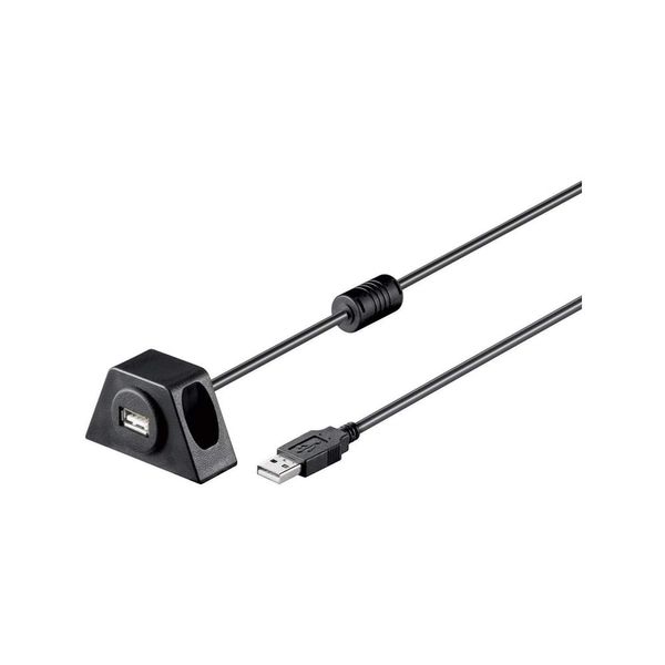 Goobay 93351 USB 2.0 Hi-Speed Extension Cable With Mounting Bracket, Black, 2m Length
