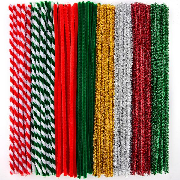 Hapeper 400 Pieces Christmas Pipe Cleaners Chenille Stems for DIY Arts Crafts Projects Supplies (Christmas Colors 2)