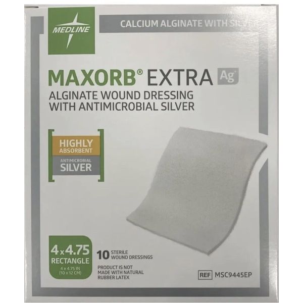 *10-Pack* Medline Maxorb Extra Ag Alginate Wound Dressing 4" x 4.75" MSC9445EP