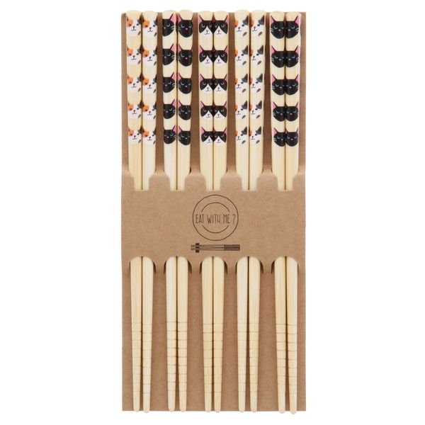 Fuji Boeki Chopsticks Set of 5 Cat 14113