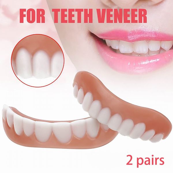 Upper/Bottom Fake Teeth Silicone Perfect Laughter Veneer Dental Teeth Whitening Teeth Brace