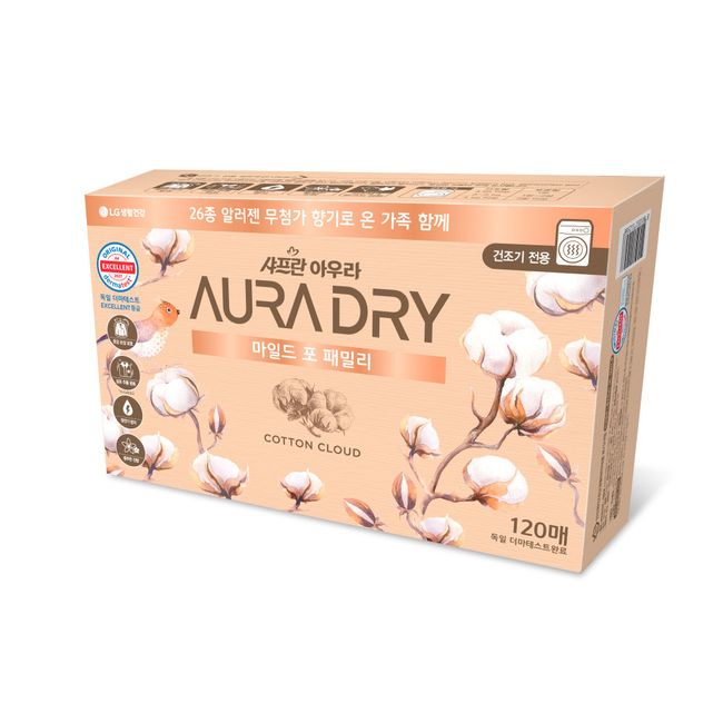 Aura Dry Sheet Mild for Family 120 Sheets 1