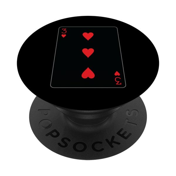 Three of Hearts Playing Card PopSockets Adhesive PopGrip