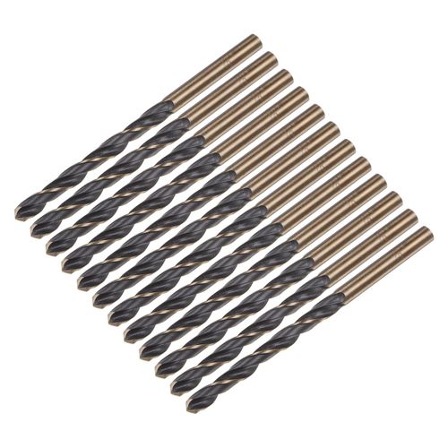 sourcing map 12pcs Jobber Drill Bits 5mm Black Nitride & Gold Titanium Coated 4341 High Speed Steel (HSS) 135 Degree Split Point Twist Drill Bits for Stainless Steel Metal Plastic Wood