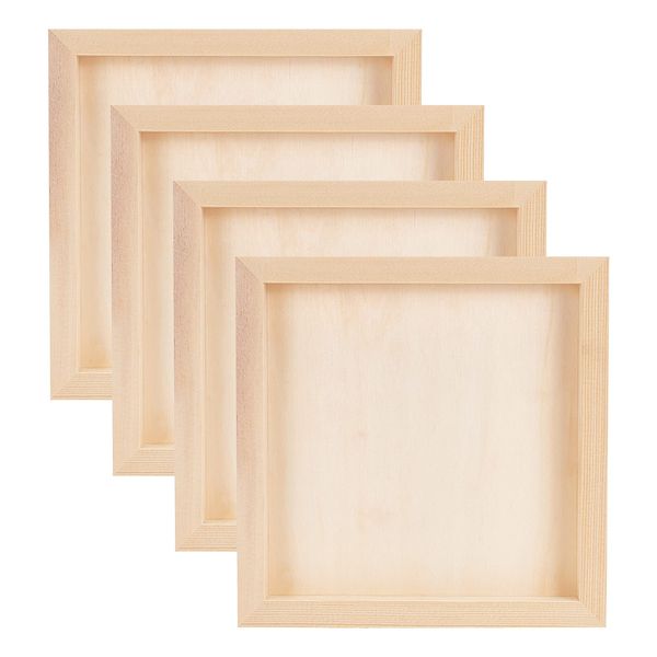 OLYCRAFT 4pcs Wood Painting Canvas Panels 19.8x19.8x2cm Square Unfinished Wood Cradled Painting Panel Boards for Oil Painting, Clay Crafting, Arts & Crafts