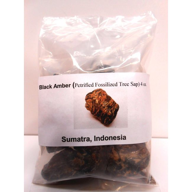 Black Amber-Genuine Petrified fossilized Tree sap from Sumatra, Indonesia 4 oz