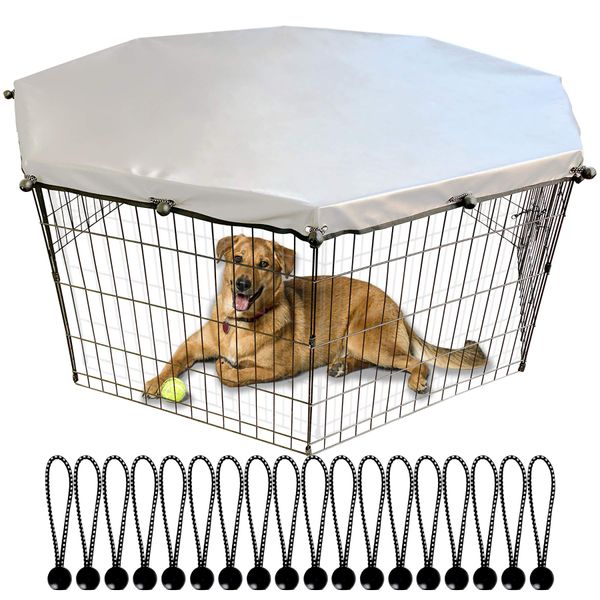 YGCASE Universal Dog Playpen Cover with Sun/Rain Proof Top, Provide Shade and Security for Outdoor and Indoor, Fits All 24" Wide 8 Panels Pet Exercise Pen (Cover only)