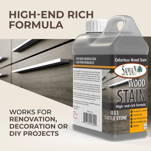 SamaN Interior Water Based Wood Stain - Natural Stain for Furniture, Moldings, Wood Paneling, Cabinets (Castle Stone TEW-011-32, 32 oz)