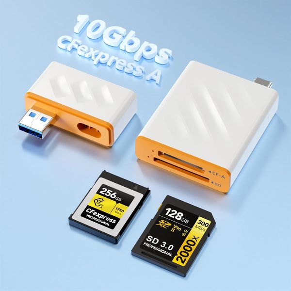 4 in 1 CFExpress A Card Reader - 10Gbps USB C & USB A CFexpress Type A & SD 3.0 Card Reader for Windows/Mac/Linux/Android