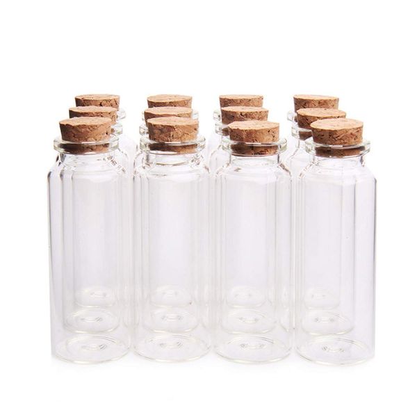 Danmu 40ml Small Glass Bottles, Mini Bottles, Jars with Wood Cork Stoppers, Wish Bottles, Message Bottles for Wedding Favors, Baby Shower Favors, DIY Craft 12 Pack 1.18" x 3.14"