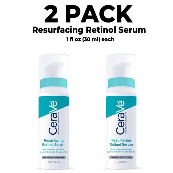 CeraVe Retinol Resurfacing Serum, 2 PACK, 1 fl oz each (30 ml)