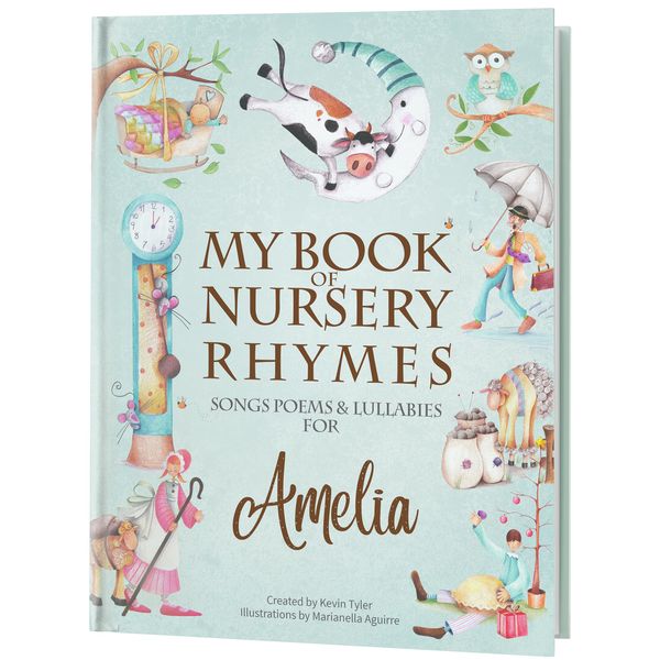 Personalised Nursery Rhymes Book for Baby Girls & Boys - Handmade Personalised Christening Gifts for Boys and Girls, Ages 0-4 Kids Poems Keepsake Present for Birthdays, Naming Days & Baptism