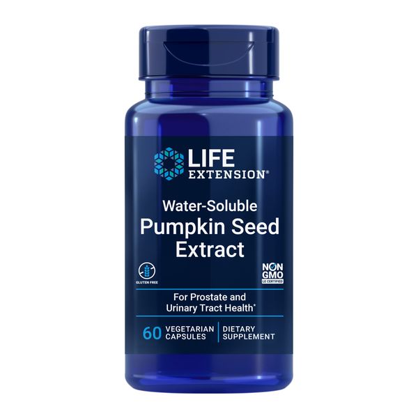 Life Extension Water Soluble Pumpkin Seed Extract - Supplement For Bladder and Urinary Health - Non-GMO, Gluten-Free, Vegetarian - 60 Capsules