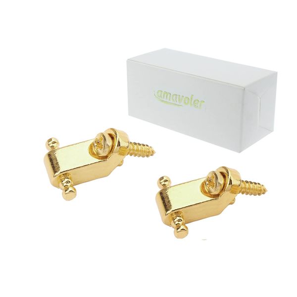 Amavoler Electric Guitar String Retainers Tree Standard Roller String Guides (2pcs, gold)