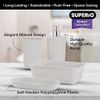 Superio Decorative Ribbed Bathroom Accessory Set, Plastic - White (4 Pack)