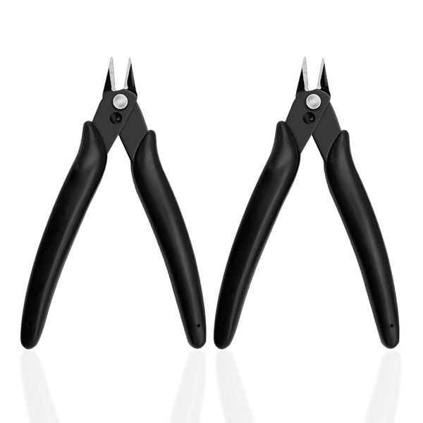 2 pieces black diagonal pliers, coil making tools, anti-slip electronic cutters, wire strippers, mini side cutting pliers, DIY jewelry accessories (133 * 75mm)