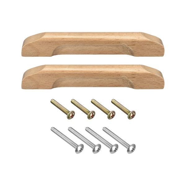 sourcing map 2Pcs Wood Drawer Pulls, 3.78" Hole Distance Solid Wood Pulls 4.92" Total Length for Kitchen Handles, Drawer Knobs, Dresser Pulls