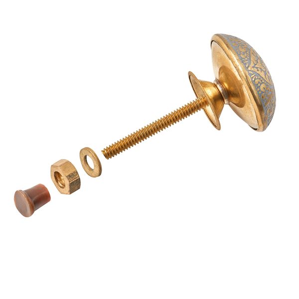 6 Handmade Brass Knobs | Brass White Cabinet Knobs | Drawer Knobs Ideal for Any Home, Kitchen or Office | These Knobs for Dresser Comes with 1 Wrench & Extra Screw Cap (White)