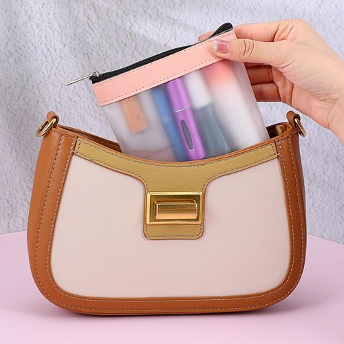 HJZHII 4 Pcs Small Clear Makeup Bag, Mini Colorful Transparent Cosmetic Pouch Portable Waterproof Lipsticks Pocket Check Wallet Soft Cash Keys Deposit Pockets for Women Travel Storage
