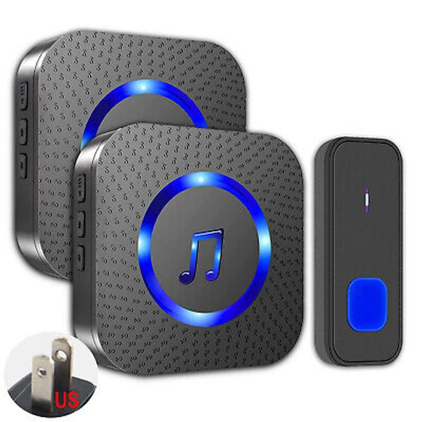 Wireless Doorbell, Waterproof Door Bell Battery Operated at 1,300 Ft with 2 Plug