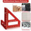 Woodworking Square Protractor, 3D Multi Angle Measuring Ruler, 45/90 Degree Aluminum Miter Triangle Ruler Scriber, High Precision Layout Multipurpose Measuring Tool for Engineer Carpenter (Red)