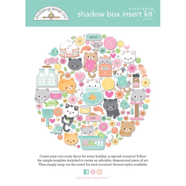 Doodlebug Design Shadow Box Insert Kit-Pretty Kitty Cat