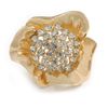 Avalaya Statement Large Clear Flower Cocktail Ring in Gold Plating - Adjustable (Size 7/8) - 5cm Diameter
