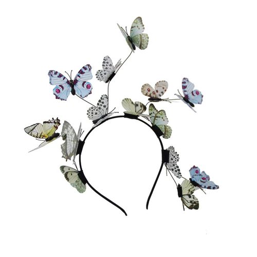 LEEMASING Women Girls Party Fairy Butterfly Hair Headband Tiara Hoop Fascinator for Pageants Wedding Prom Birthday (Plain)