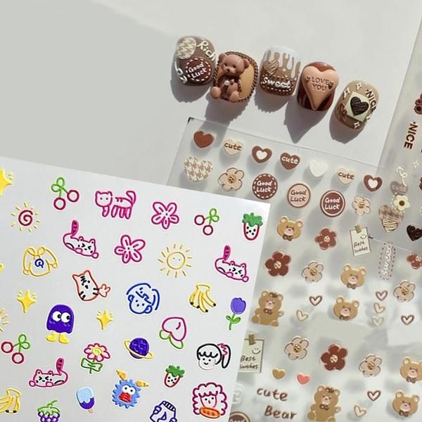 Nail Art Cute Pretty Bear 5D Emboss Sticker 2 Types (WCAAB00)