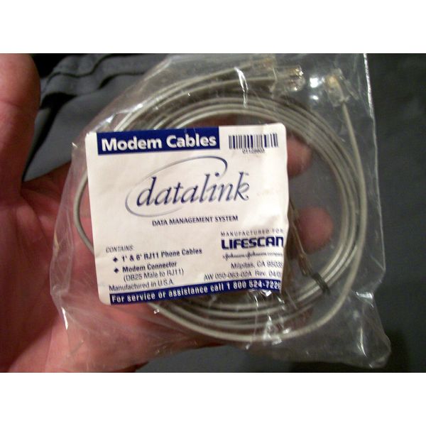 LIFESCAN DATA LINK MODEM CABLES DB25 MALE TO RJ11 ONLY FROM JOHNSON & JOHNSON