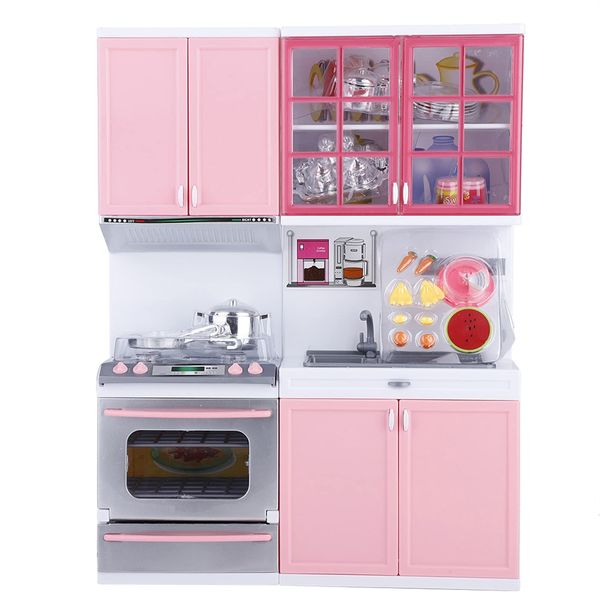 Kids Play Kitchen Set Playset Mini Kitchen Role Play Toys Set with Microwave Oven, Hooks, Stove and Removable Sink, Educational Children Pretend Kitchen Toy for Nursery and Kindergarten