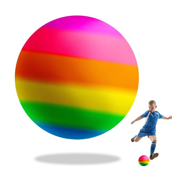 VIKSAUN PVC Regenbogen Ball, Spielball, 9 Inch Fußball Wasserball Strandball für Indoor Outdoor (9 Inch)