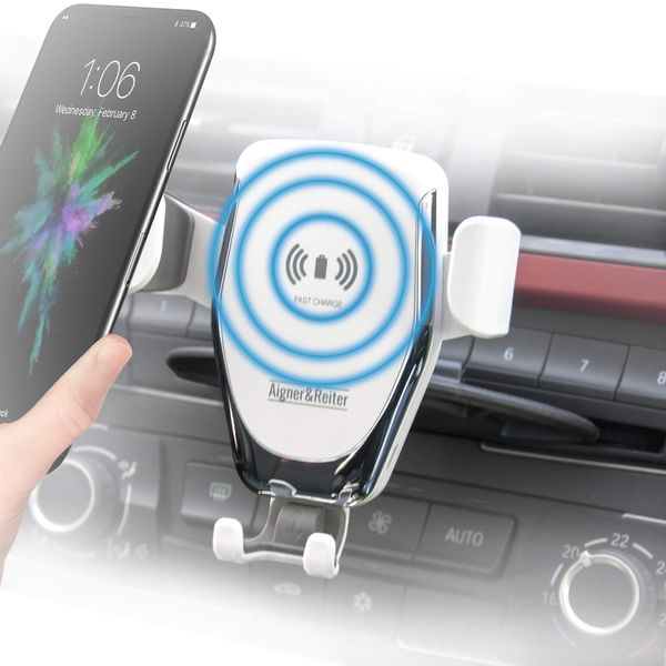 Handyhalterung Auto mit Ladefunktion für den CD Schlitz | KFZ Handy Halterung mit Induktion Wireless Charger für den CD Player | Kompatibel mit Allen Smartphones mit Qi Standard