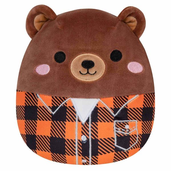Squishmallows 7.5" Omar The Bear in Plaid Shirt