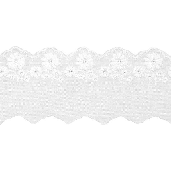 xingmo 4meter White Scalloped Lace Trim, Cotton Ruffle Embroidery Scalloped Lace Trim Fabric for Sewing, Clothes, Collar, Width 5 cm