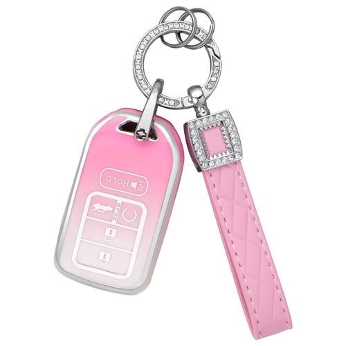 1797 Key Fob Cover for Honda Accessories Bling Civic Accord CRV HRV Pilot Keychain Gradient Pink Case Shell Protector 5 Button Cute TPU
