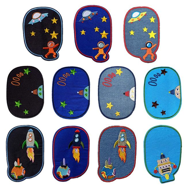 YFFSFDC Patch Set of 11 Cosmic Applique Large Size Iron on Star Ball Patch Denim Patch Embroidery Patch Repair Knee Repair Elbow Repair Kids Boys Girls DIY Celebration Gift