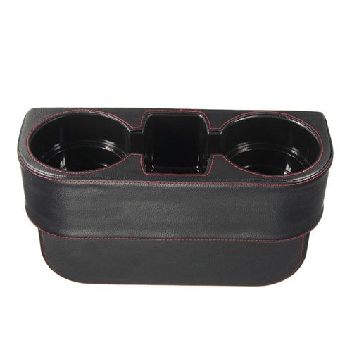IOKONE Coin Side Pocket Console Side Pocket Leather Cover Car Cup Holder Auto Front Seat Organizer Cell Mobile Phone Holder (Black)