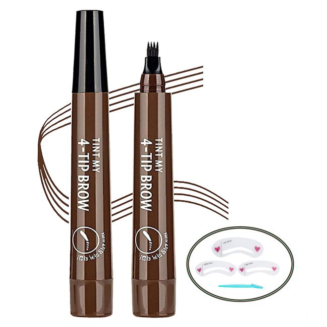 Tukefev Microblading Eyebrow Pen, 4 Impervious Eyebrow Points 4 Maeup Natural Professional Pointed Eyebrow Eyebrows End Pencil Drawing For Long Term Liquid Eyebrows