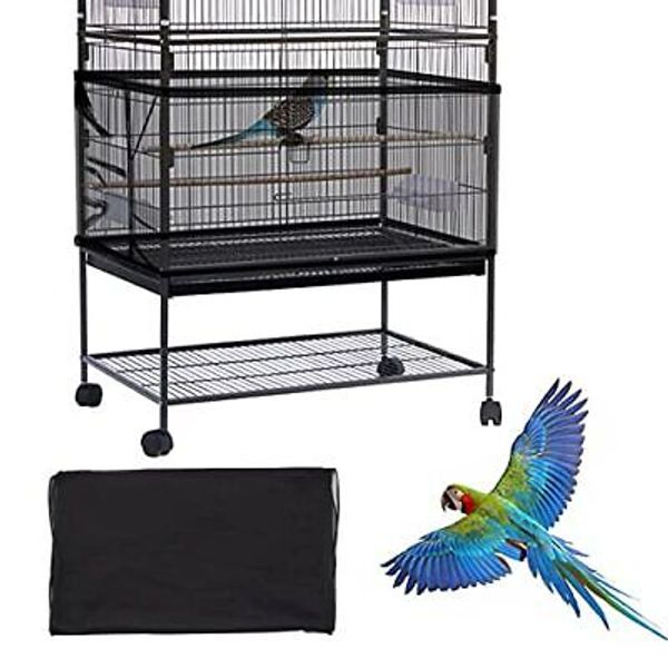 Large Bird Cage Cover,  Bird Cage Seed Catcher, Adjustable Soft Airy Black