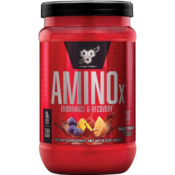 BSN Amino X Muscle Recovery & Endurance Powder with BCAAs, 10 Grams of Amino Acids, Keto Friendly, Caffeine Free, Flavor: Fruit Punch, 30 servings (Packaging may vary)