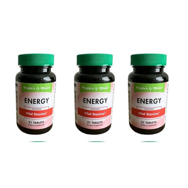 3X Bottles People’s Choice Energy Guarana Green Tea Ginseng stamina 63 Capsules