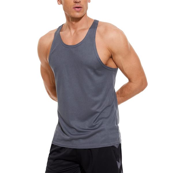 Mens Stringer Bodybuilding Tank Tops Sleeveless Gym Workout Shirt Fitness Vest 01 Gray L